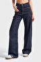 Women's Navy Blue Water Wash Olea 7W4-50 Wide Leg Fit 100% Cotton Denim Jeans