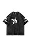 Washable Black 816 Stars Printed Oversize Unisex T-shirt