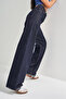 Women's Navy Blue Water Wash Olea 7W4-50 Wide Leg Fit 100% Cotton Denim Jeans - 6
