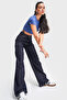 Women's Navy Blue Water Wash Olea 7W4-50 Wide Leg Fit 100% Cotton Denim Jeans - 7