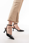 Short Heeled Banded Black Women's Shoes - 6