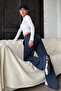 Navy Blue Wide Leg Women's Sweatpants Mg2279 - 3