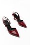 Short Heeled Strappy Burgundy Women's Shoes - 3