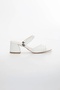 Women's Open Front Short Thick Heeled Summer Style Slippers White - 4
