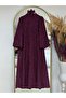 Imran Embroidered and Glitter Belted Dress-Pa9564 Burgundy - 2