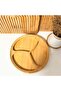 Bamboo Large Size Round Compartment Snack Bowl & Breakfast Presentation Plate – with Glass Lid 28X28X3 cm - 2