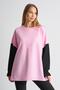 Garnished Color Block Women's Sweatshirt with Ruffled Sleeve Detail