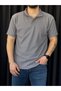 Men's Smoke Gray Striped Polo Neck T-Shirt