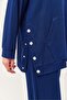 Snap Detail Hooded Double Suit Navy Blue - 2