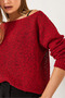 Women's Red Boat Neck Mesh Detail Openwork Knitwear Blouse 20251017 - 4