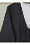 Linen Look Suit with Lace-Up Front and Elastic Waist Skirt - Black - 5