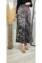 Women's Leather Look Elastic Pleated Leopard Skirt - 3