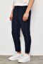Premium Men's Boyfriend Mold Elastic Waist Navy Blue Woven Trousers Ls-23096
