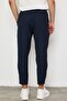 Premium Men's Boyfriend Mold Elastic Waist Navy Blue Woven Trousers Ls-23096 - 8