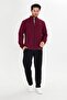 Cotton Full Zipper Men's Tracksuit Set Claret Red 5751-B