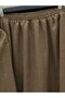 Linen Suit with Lace-Up Front and Elastic Waist Skirt - Light Brown - 2