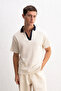Polo Collar Beige T-Shirt