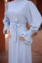 4507 - L-4 - Stone Detailed Hijab Dress Blue - 5