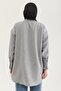 Linen Fabric Sleeve Ribbed Detailed Shirt Tunic Gray - 3
