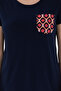 Women's Navy Blue Crew Neck T-Shirt 50305832-Vr033 - 6