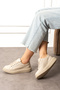 Women's Beige Lace-Up Casual Comfortable Sole Comfortable Soft Walking Daily Sneaker Sports Shoes - 2