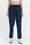 Women's Linen Summer Loose Cut Cut Pants Dark Blue - 4
