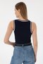 Women's Navy Blue Sleeveless Crew Neck T-Shirt 50305857-Vr033 - 5