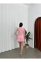 Pink Full Pleated Belted Lining Shorts Women's Mini Skirt - 6