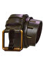 2 Piece Men's 100% Genuine Leather Yellow Tubular 4.5 cm Jeans Belt Navy Blue - Light Brown - 5