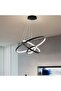 AFN LIGHTINGS Modern Dimmable LED Chandelier 3-Ring Ceiling Pendant Light Cool White Black Lighting