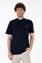 Men's Regular Fit Judge Collar Navy Blue Basic T-Shirt 50305914-Vr033