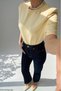 Women's Crew Neck Tok Texture Basic T-Shirt