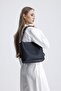 Navy Blue & Tan Zipper Detailed Women's Shoulder Bag with Puppy - 8