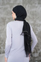 Black Crepe Chiffon Fabric Luxurious Shawl with Hand Embroidery, Ribbon Stones, and Organza Detailing - 3