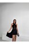 Cross Strap Tulle Detailed Low-Cut Side Fabric Piece Moving Sandy Mini Dress - 8