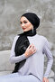 Black Crepe Chiffon Fabric with Hand Embroidery, Ribbon Stones, and Pleated Tulle Detailing, Luxurious Shawl - 5