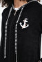 Ship Anchor Model Zippered Hooded Long Modal Terry Dress - 2