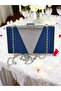 Navy Blue Satin Silver Stone Metal Handle Evening Dress Bag Evening Bag Engagement Wedding Bag - 5