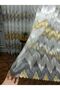 Harmony Zigzag Pattern Mustard Dark Yellow Design 1/2 Layer Pleated Tulle Curtain - 3