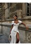Premium Heart Neck Balloon Sleeve Pinterest Summer Long Slit Dress - 5