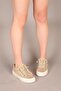 Gusta stone detailed lace-up sneakers beige - 2