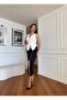 Women's Imported Scuba Fabric Ribbon Detailed Slit Pencil Dress