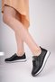 Women's Black Colored Perforated Rubber Lace-Up Orthopedic Sole Ballerinas - 2