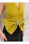 Women's Imported Scuba Fabric Ribbon Detailed Slit Pencil Dress - 3
