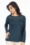 New Model Stone Embroidered Round Collar Lycra Mother's Combed Cotton Blouse 6420