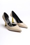 Carlet Beige Wrinkled Patent Leather 8 cm Heel Length Daily Use Stiletto