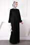 Black Sleeve Elastic Zippered Ferace - 2