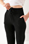Women's slim fit belted trousers with pockets - black - 25y 2270 - 2