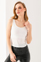 Women's Strappy Crew Neck Basic Blouse White - 25Y 2409 - 5