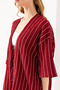 Women's Half Sleeve Striped Wrap Kimono Claret Red - 254406 - 2
